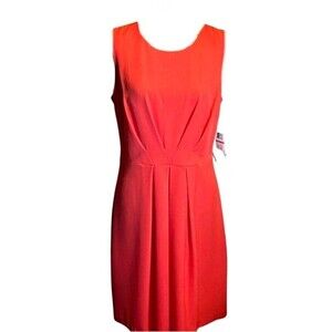 Sharagano orange red pleated dress size 4P NWT